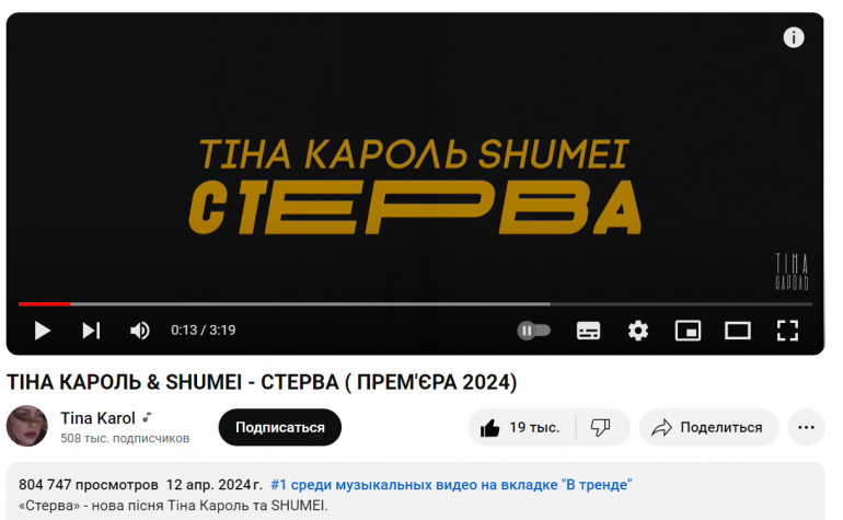 Пісня Тіни Кароль і SHUMEI «Стерва