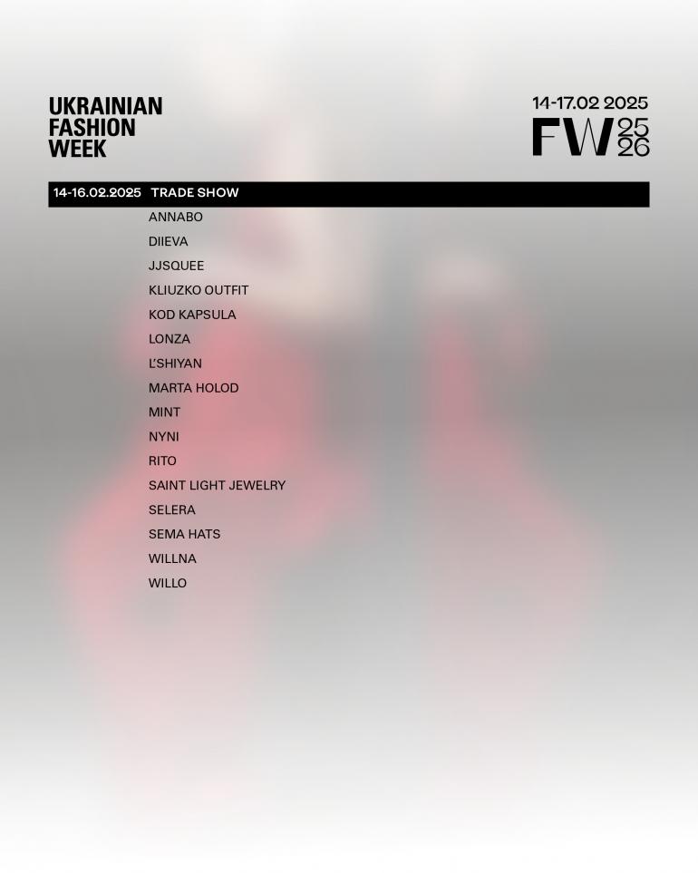 Оголошено програму Ukrainian Fashion Week FW25-26