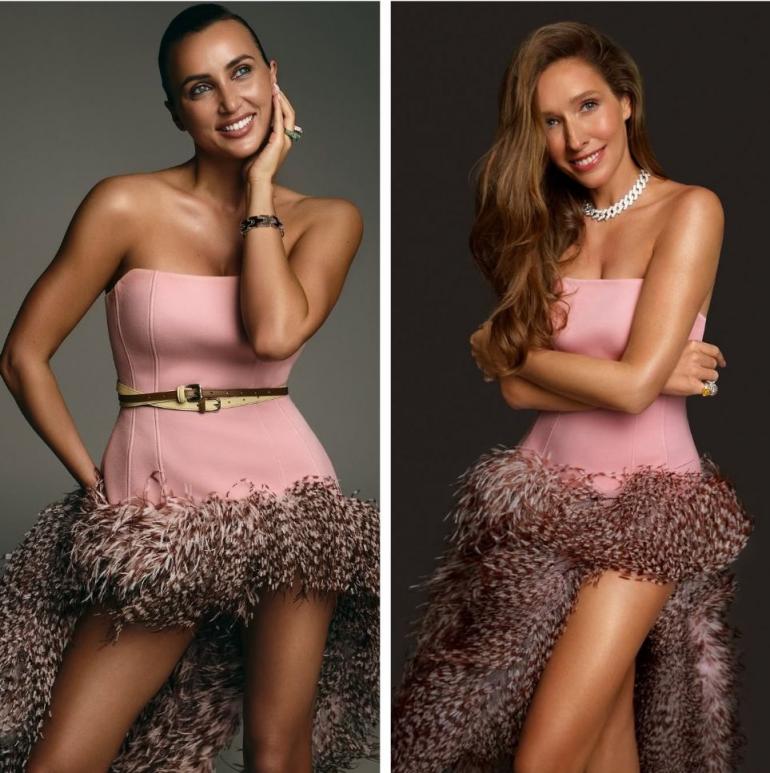 Катерина Осадча і Анна Різатдінова в рожевій сукні