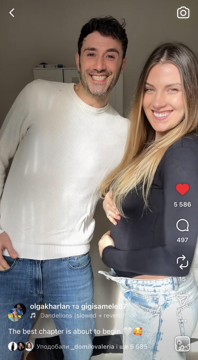 Вагітна Ольга Харлан та Луїджі Самеле