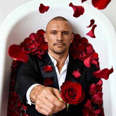 Тарас Цимбалюк лежить у ванні з троянд